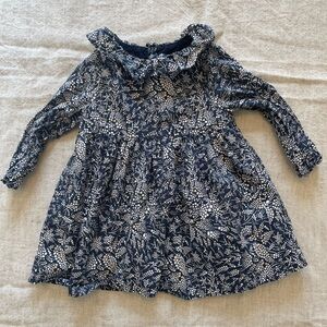 JACADI Navy Blue Floral Liberty Print Dress 6 Months